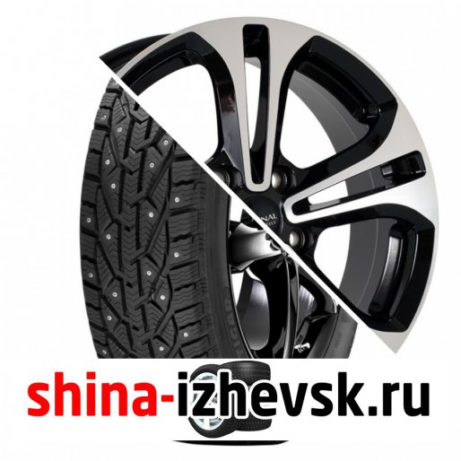 Колесо в сборе Tigar Ice 205/55 R16 T 94 + СКАД KL-271 6.5xR16 5×114.3 ET50 DIA66.1 Черный глянцевый с полированной лицевой поверхностью в Ижевске